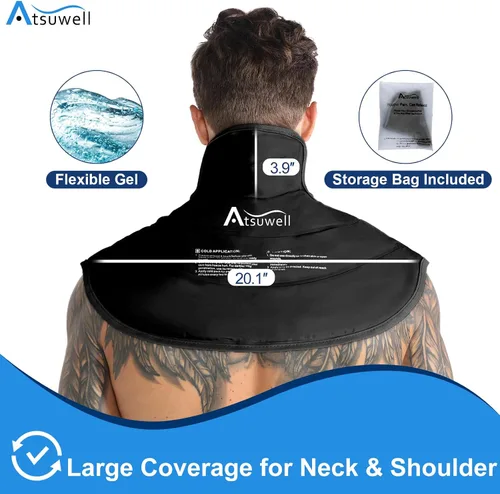 Vista 4 de Atsuwell Bolsa de hielo para el cuello, bolsa de hielo de gel reutilizable para cuello y hombro, envoltura fría para compresión fría de la parte
