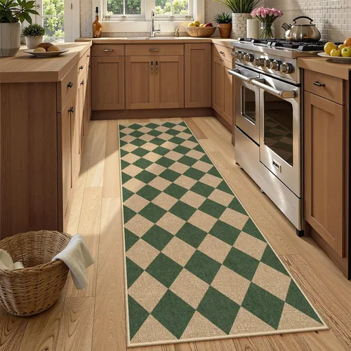 Vista 46 de Lahome Alfombra de yute a cuadros fácil 2'x3', alfombra pequeña para entrada, antideslizante, alfombra para la puerta delantera de la cocina