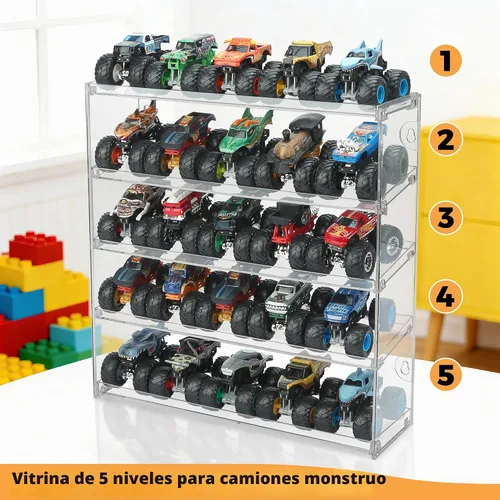 Vista 6 de Estuche de exhibición de Monster Truck de 5 niveles, almacenamiento