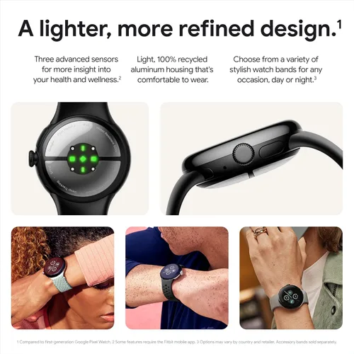 Vista 4 de Google Pixel Watch 2 con lo mejor de Fitbit y Google - Seguimiento de frecuencia cardíaca, gestión del estrés, características de seguridad - Reloj