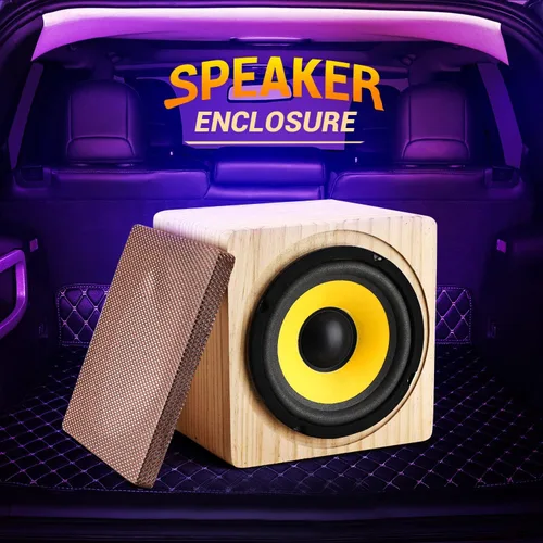 Vista 4 de Facmogu - Caja de altavoz de madera con puerto de 8 pulgadas, caja de madera maciza sin ventilación Empty Wooden Speaker Box with Grill Cover &