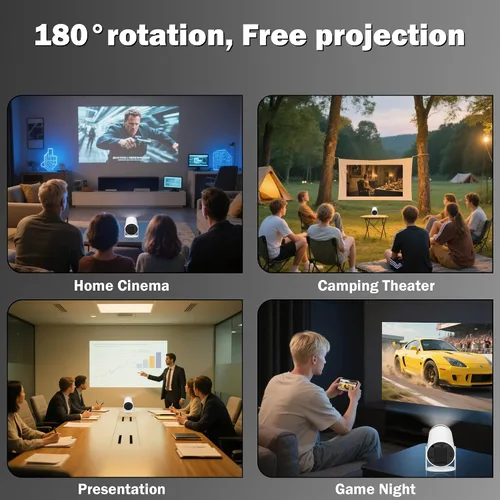 Vista 7 de Mini proyector compatible con 1080P, proyector de cine en casa de 200 Ansi, proyector portátil con WiFi y Bluetooth, corrección trapezoidal