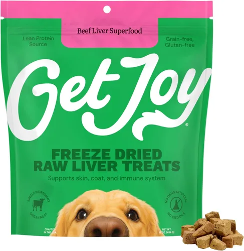 Vista 8 de Get Joy Golosinas liofilizadas 100% de corazón de res para perros, 4 onzas Carne de órgano de un solo ingrediente, complemento de comida cruda