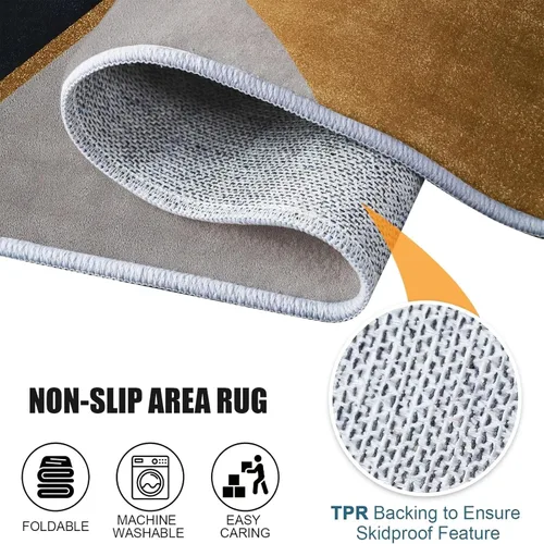 Vista 6 de Runners Rug for Hallways 2'x5' Non Slip Indoor Outdoor Runner Rug for Entryway, Retro Geometric Lines Printed Faux Wool Floor Washable Carpet Runner