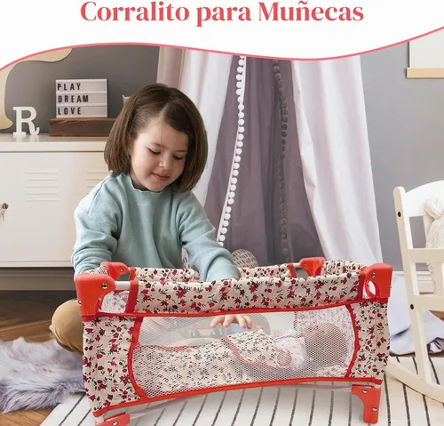 Vista 2 de Cuna de Juguete para Muñeca Bebé, Accesorios para Muñeca Bebé, Juego de Cama de Muñeca Bebé para Niñas de 3 Años y Niñas de 5+ Años, Artículos