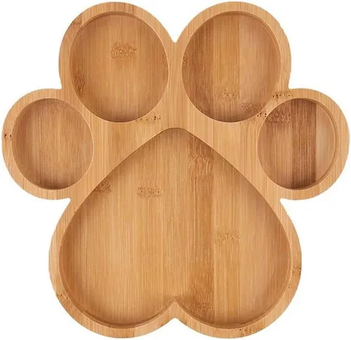 Vista 8 de Bandeja de servir para perros, suministros para fiesta de cumpleaños, bandeja para servir huesos, tabla de cortar de madera, plato de dulces