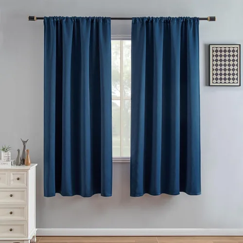 Vista 19 de IGEMAEVE - Juego de 2 paneles de cortinas opacas negras de 72 pulgadas, cortinas oscuras para dormitorio de 72 pulgadas de largo, cortinas oscuras