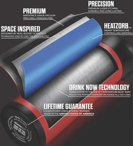 Vista 5 de BURNOUT Taza Inteligente Reguladora de Temperatura de 16 oz. - Nueva Tapa Pop Superior (Negro)