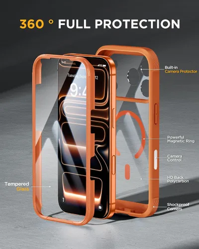 Vista 563 de Miracase Serie de vidrio para iPhone 11 de 6.1 pulgadas, funda protectora de cuerpo completo resistente mejorada con protector de pantalla de vidrio