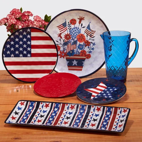 Vista 3 de Certified International Stars & Stripes - Plato de melamina de 11 pulgadas, juego de 6