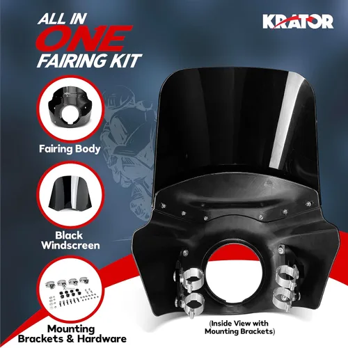 Vista 2 de Kit completo de parabrisas y carenado de motocicleta, parabrisas Road Warrior, compatible con Harley Davidson Dyna y Softail, accesorios