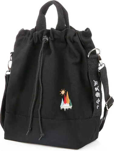 Vista 2 de Bolso bandolero de lona para mujer, estilo informal, con bordado de sol