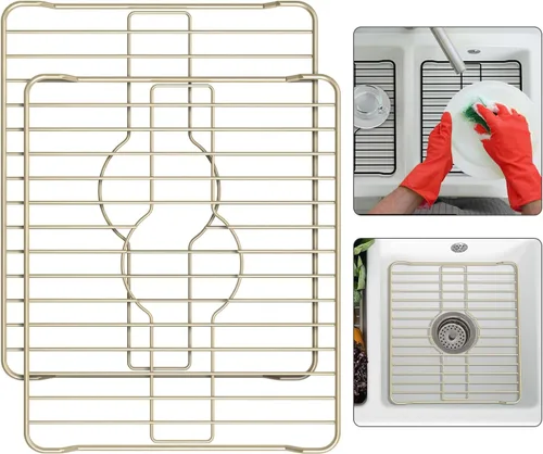 Vista 16 de Better Houseware Protectores de fregadero para fregadero de cocina, rejilla protectora de metal, 12 x 10.25 x 1 pulgadas, tapete negro