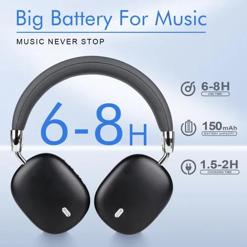 Vista 3 de AYI Auriculares inalámbricos Bluetooth de alta calidad con micrófono, sonido estéreo de alta fidelidad, plegable, recargable, compatible
