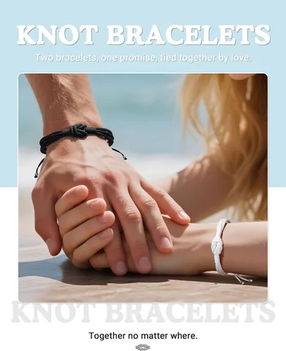 Vista 2 de UNGENT THEM Always With You - Pulseras de nudo de promesa Pinky para parejas, aniversario, Navidad, día de San Valentín, regalos para novio, novia