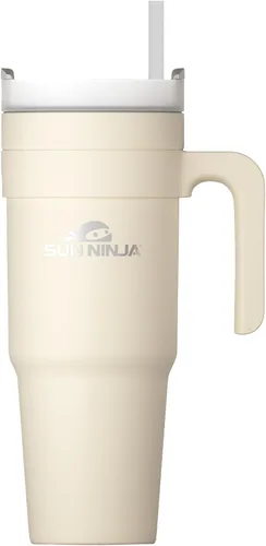 Vista 8 de SUN NINJA Vaso de acero inoxidable de 20 onzas, taza aislada al vacío de doble pared con tapa fácil de abrir, jarra de café de 20 onzas de grado