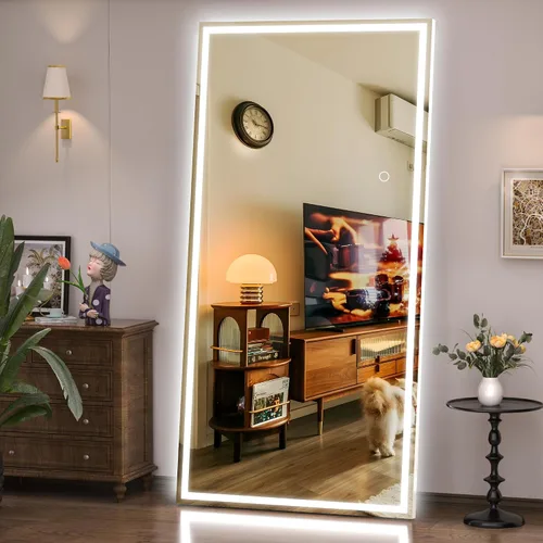 Vista 31 de Hasipu - Espejo de cuerpo entero con luces, 56 x 16 pulgadas, espejo de pie con led para montaje en pared para sala de estar, dormitorio