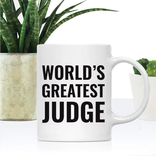 Vista 2 de Andaz Press Taza de café de 11 onzas, regalo para hombres o mujeres, taza del juez más grande del mundo, 1 paquete, taza para beber, cumpleaños