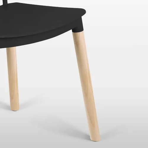 Vista 7 de DSW - Sillas de comedor de plástico modernas sin brazos con patas de madera para estar, dormitorio, cocina, comedor, sala de espera, restaurantes