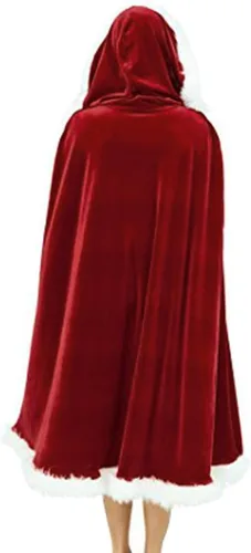 Vista 3 de Zuozee Disfraz de señora Papá Noel, disfraz de Navidad de Santa Claus, bata de terciopelo con capucha para mujer