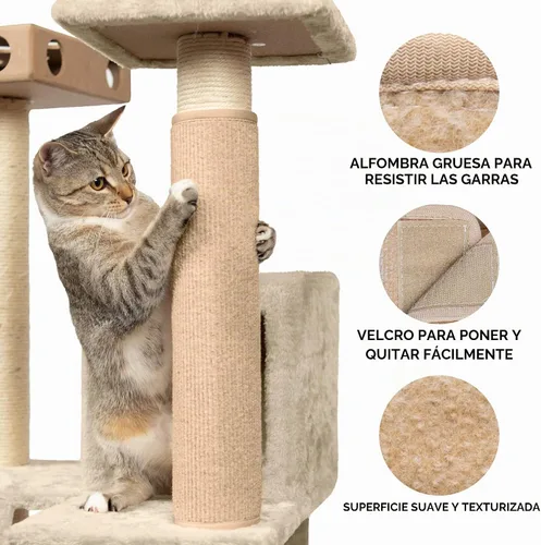 Vista 7 de Furhaven Funda para poste rascador envolvente para gatos de interior, se adapta a postes de hasta 3.5 pulgadas de diámetro, duradera y menos