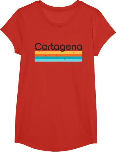 Vista 59 de Camiseta vintage de Cartagena Colombia con diseño retro, Blanco, S