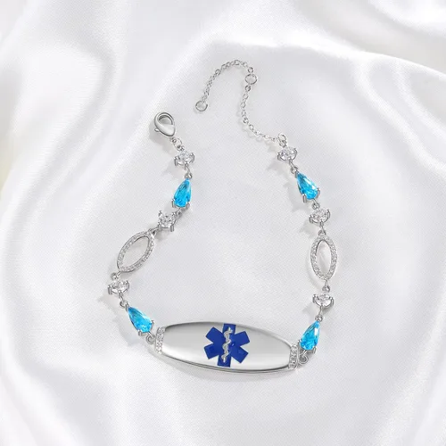 Vista 61 de OPALSTOCK Pulseras médicas personalizadas de silicona ajustable para identificación de emergencias, grabado gratuito, 9 pulgadas, resistente al