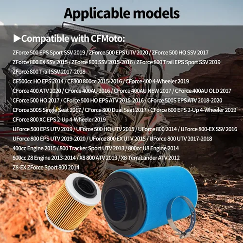 Vista 6 de TIANYAN Filtro de aire 0800-112000+kits de filtro de aceite 0800-011300 para CFMoto ZForce 800 EX SSV Trail EPS Sport 2015-2019; UForce 500 800 EX