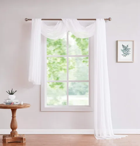 Vista 20 de LinenZone increíbles cizallas Use Window Valance Scarves as Canopy Bed or Backdrop Curtains, Curtain Scarf, Wedding Draping or Sheer Fabric for