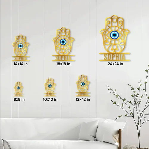Vista 4 de Letrero de metal personalizado contra el mal de ojo, símbolo de protección personalizado, pared, valla, porche, patio, hogar, oficina, decoración