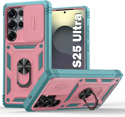 Vista 33 de PASNEW Funda militar para iPhone 13 Pro Max, cubierta de cámara deslizante y soporte de anillo de metal de 360°, carcasa rígida multicapa resistente