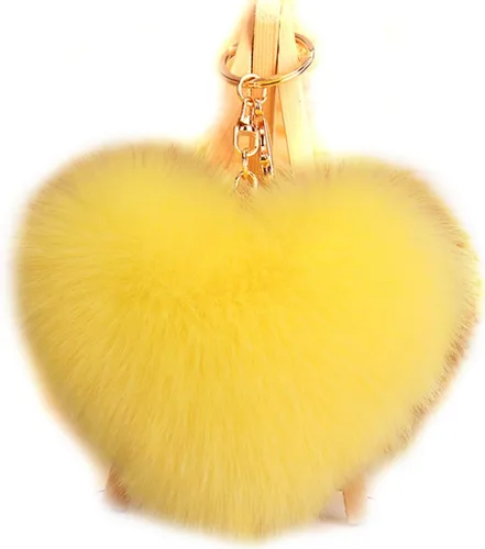 Vista 4 de URSFUR Llavero de bola de conejo artificial, bolso de pompón, colgante de juguete, borla Beige