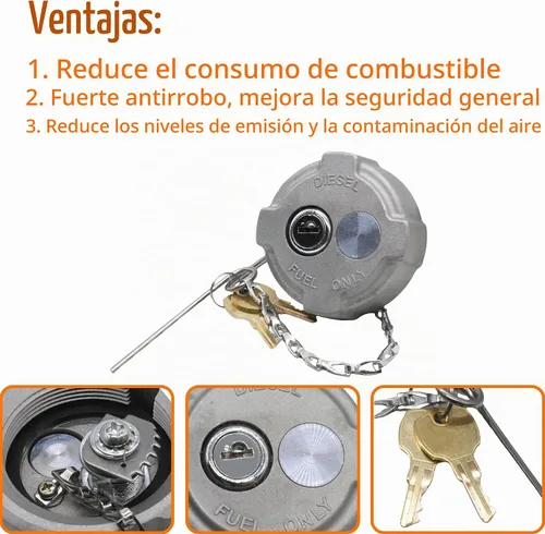 Vista 5 de Fokes Tapa de Combustible Diésel con Bloqueo de 2 3/8" Compatible con Freightliner M2 Camiones Semi de Caja Pequeños Tanque de Combustible, Tapa