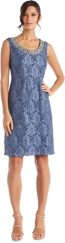 Vista 3 de R&M Richards Conjunto de 2 piezas de vestido y chaqueta con encaje adornado hasta la rodilla para mujer