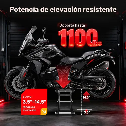 Vista 2 de VIVOHOME Gato de tijera para elevador de motocicleta de 1100 libras, soporte de elevación de cubierta ancha, color negro