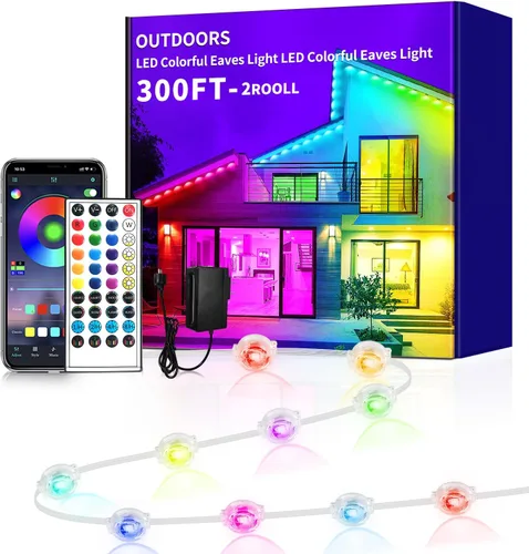 Vista 6 de 200ft Permanent Outdoor Lights RGB+IC LED Eaves Christmas Lights