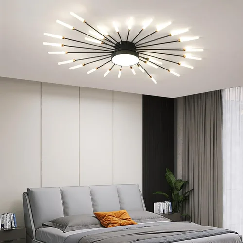 Vista 8 de Lámpara de techo LED moderna, anillo negro empotrado, lámpara de techo con control remoto, lámpara de techo acrílica para dormitorio, pasillo, isla
