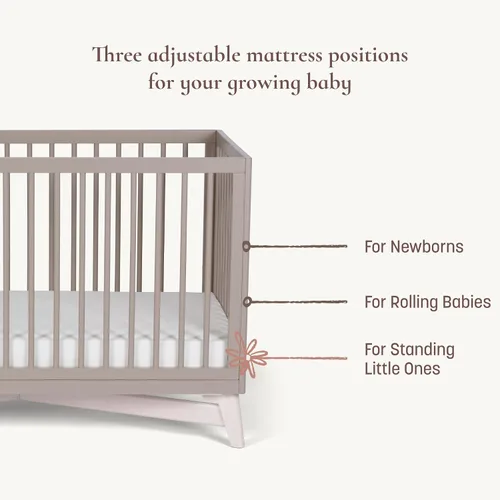 Vista 3 de Little Seeds Pala - Cuna convertible 4 en 1, color gris pardo/blanco lavado