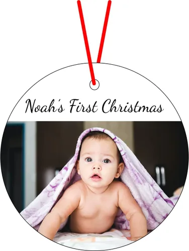 Vista 6 de Adorno de Navidad con foto personalizada, adorno de Navidad de recuerdo de cristal de 3 pulgadas con tu foto y texto opcional (foto completa)