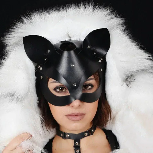 Vista 4 de Máscara de cuero para mujer, para cosplay, disfraz de Halloween, accesorio