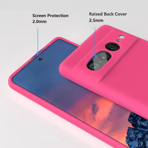 Vista 5 de Diseñada para Pixel 7 Pro, funda de goma de gel de silicona líquida a prueba de golpes, cojín de forro de tela de microfibra suave compatible