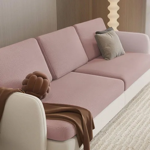 Vista 21 de YOPOIY Funda de cojín elástica para sofá, fundas protectoras de muebles jacquard con funda de cojín para sofá a cuadros, beige, L, 1 plaza