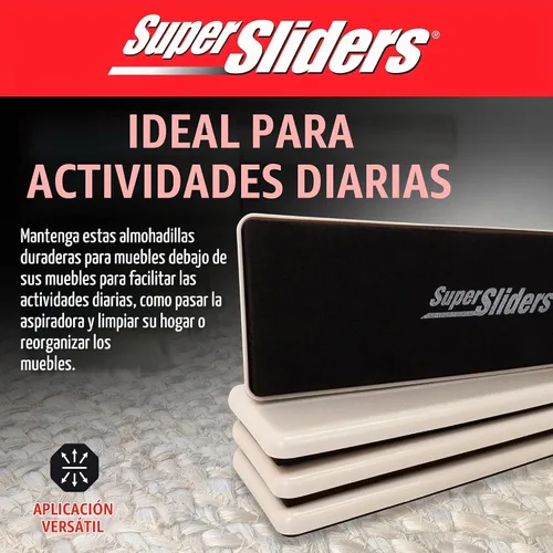 Vista 6 de Super Sliders Deslizadores rectangulares reutilizables de muebles de 2-1/2 x 9 pulgadas XL para alfombras, almohadillas protectoras antideslizantes