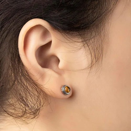 Vista 9 de Aretes de plata de ley con piedra natal de cristal real, joyería para mujer, moda occidental 925, envejecida, bohemia, hecha a mano, el mejor regalo