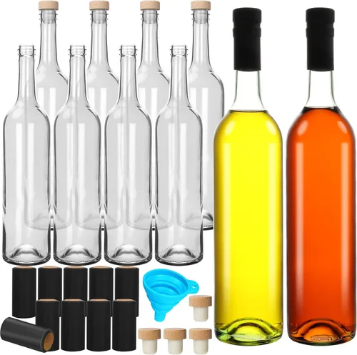 Vista 10 de DHSBTLS Botellas de vidrio transparente de 12 oz con tapas de corcho Paquete de 12 tapas de madera blanca de 12.7 fl oz