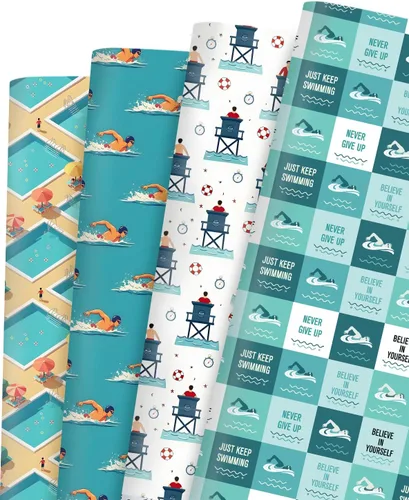 Vista 12 de Pineraap 12 hojas de papel de regalo de senderismo glaciar, hacha de hielo, montañero, papel de regalo para excursionistas, amantes de la aventura