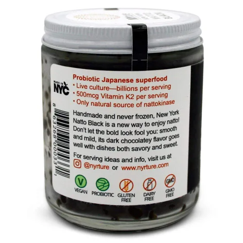 Vista 2 de New York Natto Black - Superalimento probiótico japonés hecho fresco en Nueva York - Sin OMG - 4 frascos, 8 onzas (7.76 oz) por frasco
