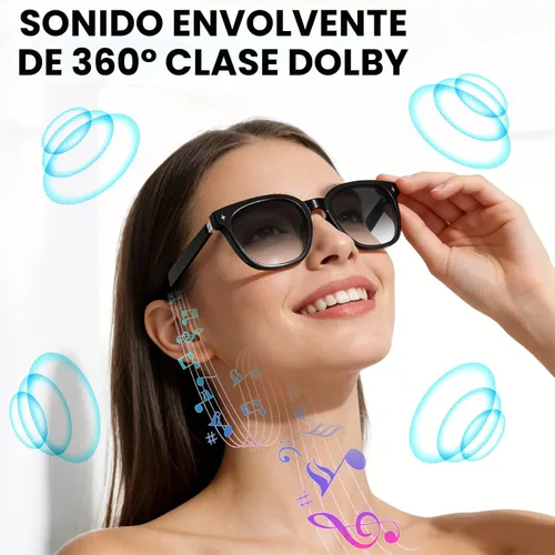 Vista 6 de Gafas inteligentes Bluetooth para hombres y mujeres, gafas AI con música de Lentes transicionales (oscurecerse a la luz del sol)Lentes+Marco negro