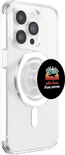 Vista 3 de Just A Boy Who Loves Plane spotting Kids Avión spotting Boys PopSockets MagSafe PopGrip para iPhone