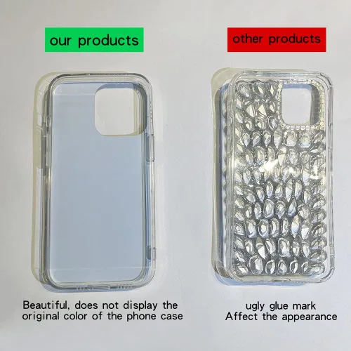 Vista 5 de Funda para iPhone 13 para mujer (6.1 pulgadas), funda de lujo muy brillante con diamantes de imitación de cristal brillante 3D en la cubierta